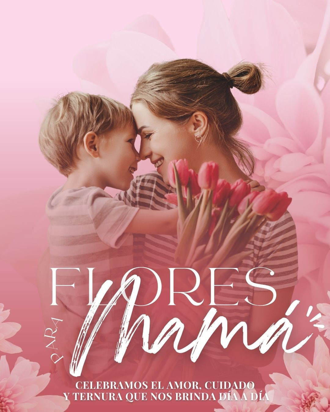 Hermoso regalo floral para mamá con tulipanes rosas y un momento lleno de amor en el Día de las Madres
