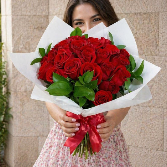 Hermoso ramo de rosas rojas romántico, perfecto para sorprender hoy con envío de flores a domicilio en Monterrey | Pink Rose